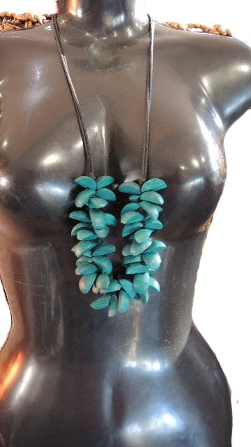Teal Wooden Necklace