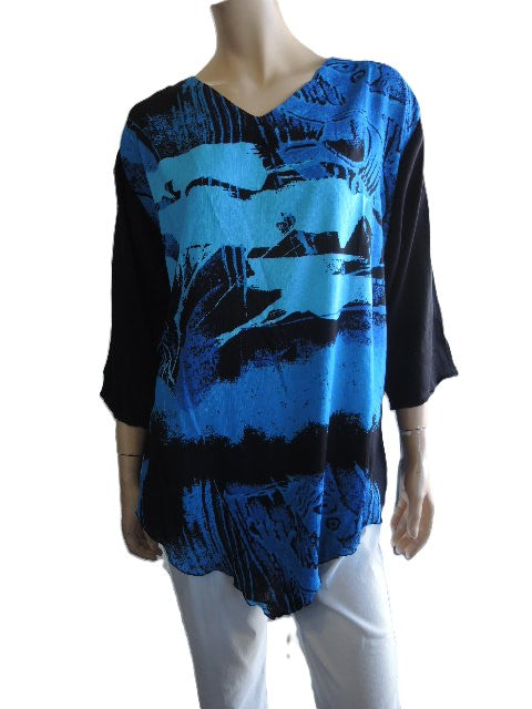 Plusss Crinkle Rayon V Neck Top