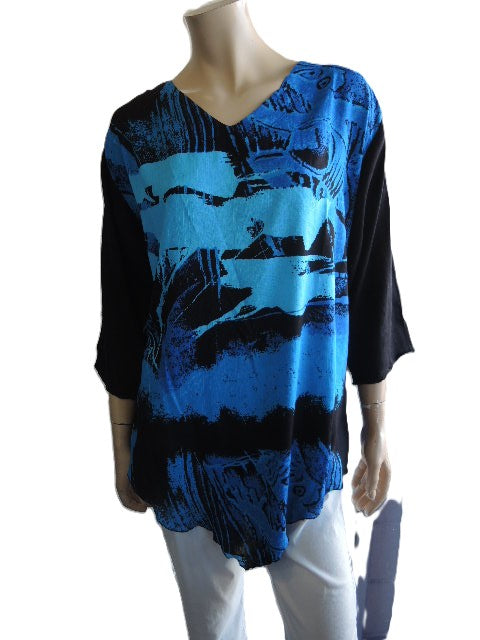 Plusss Crinkle Rayon V Neck Top