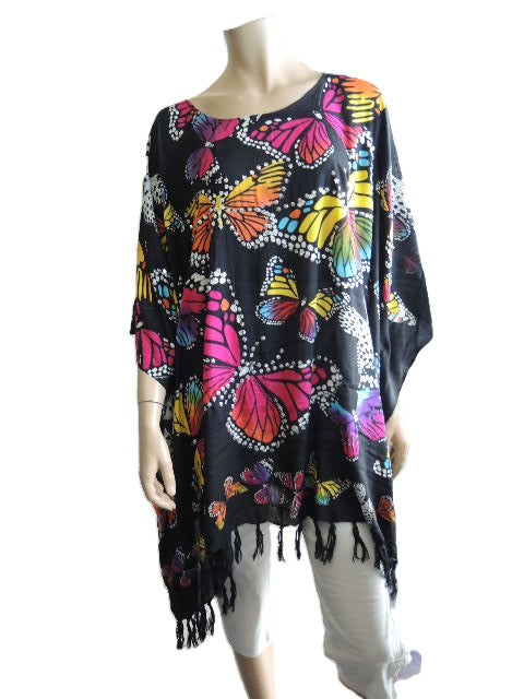 Sequined Butterfly Kaftan Top (Black or Green)