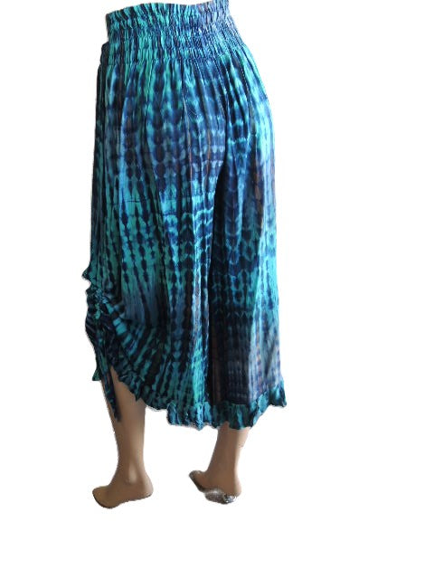 Crinkle Rayon Frilled Hem Pants (4 Colours)