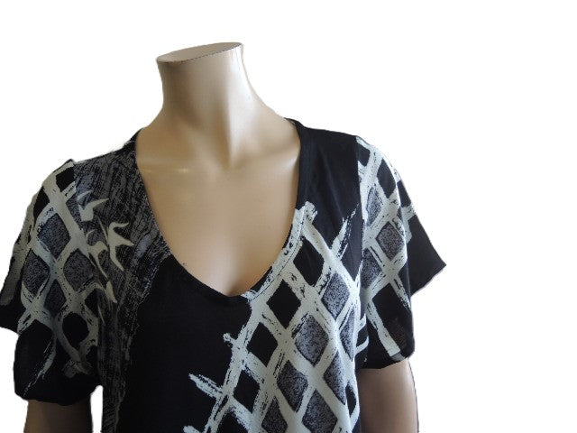 Black and Grey Crinkle Rayon Dress