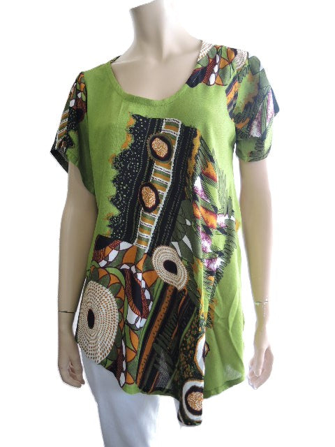 Lime Green Printed Crinkle Rayon Top