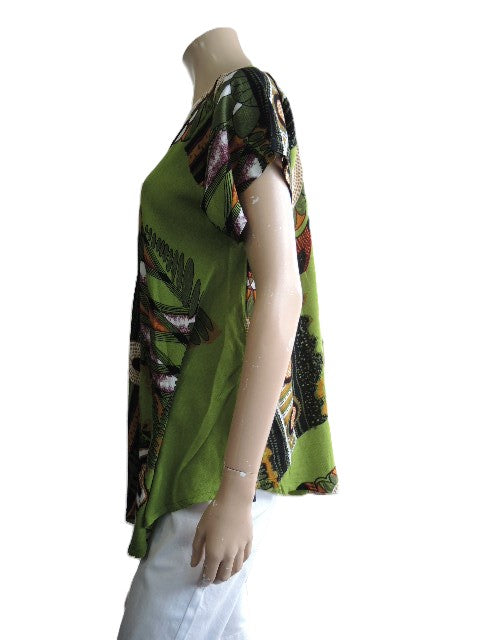 Lime Green Printed Crinkle Rayon Top