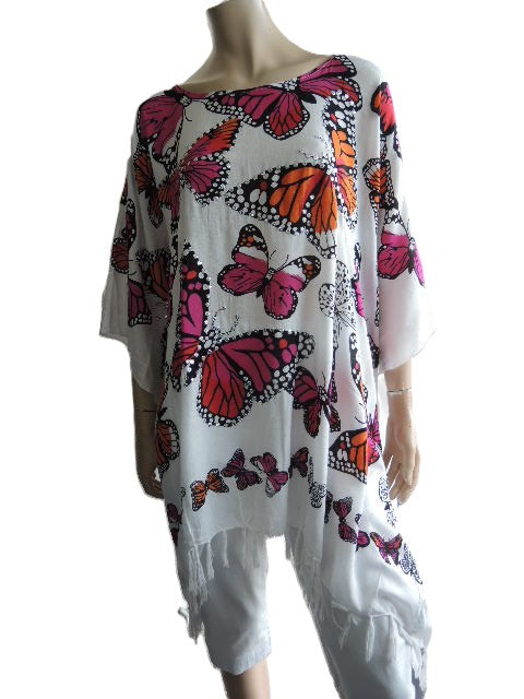 Sequined Butterfly Kaftan Top