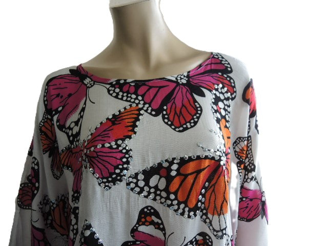 Sequined Butterfly Kaftan Top
