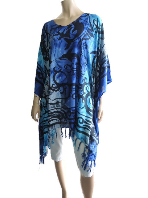 Plusss Blue Rayon Kaftan Top