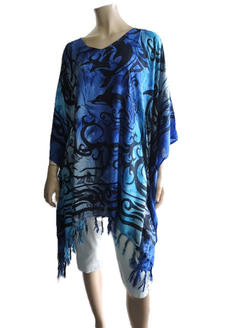 Plusss Blue Rayon Kaftan Top
