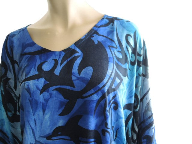 Plusss Blue Rayon Kaftan Top
