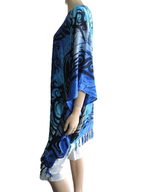Plusss Blue Rayon Kaftan Top