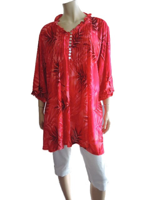 Plusss Crinkle Rayon Pintuck Top