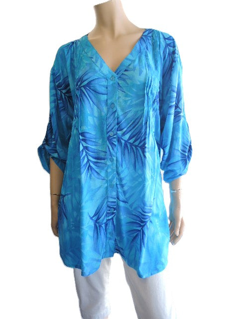 Plusss Crinkle Rayon Pintuck Top (up to Size 40)