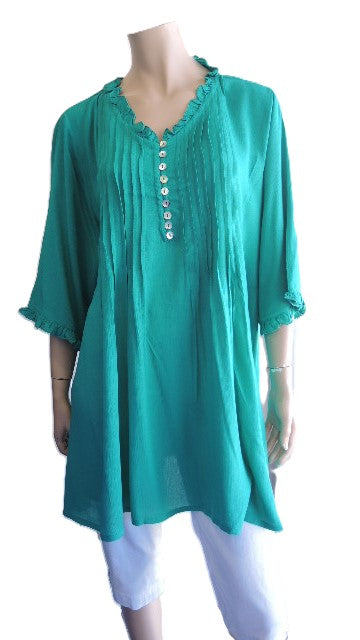 Plusss Plain Pintuck Top (Green, Black or Cobalt)