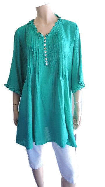 Plusss Plain Pintuck Top (Green, Black or Cobalt)