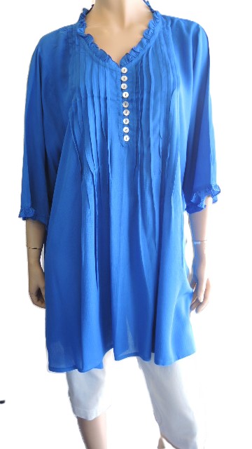 Plusss Plain Pintuck Top (Green, Black or Cobalt)