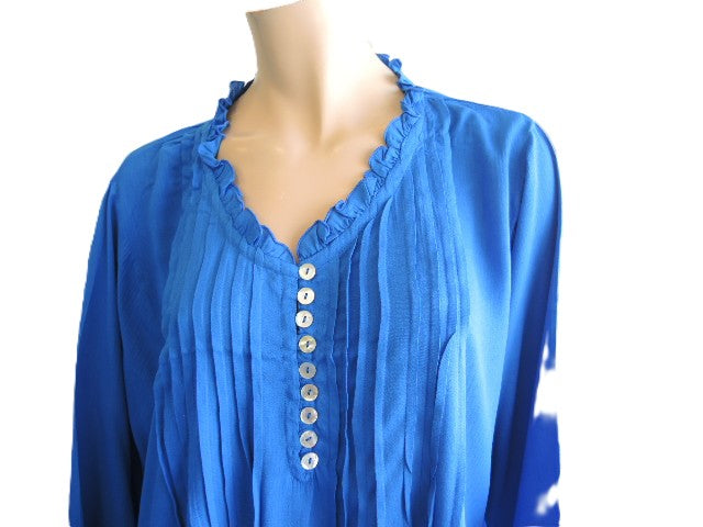 Plusss Plain Pintuck Top (Green, Black or Cobalt)