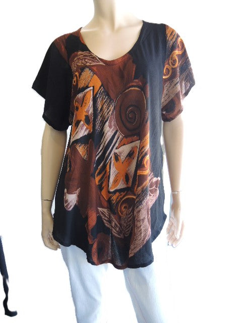 Printed Crinkle Rayon Top (Fits up to size 18)