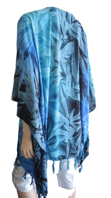 Plusss Blue Printed Rayon Kaftan Top