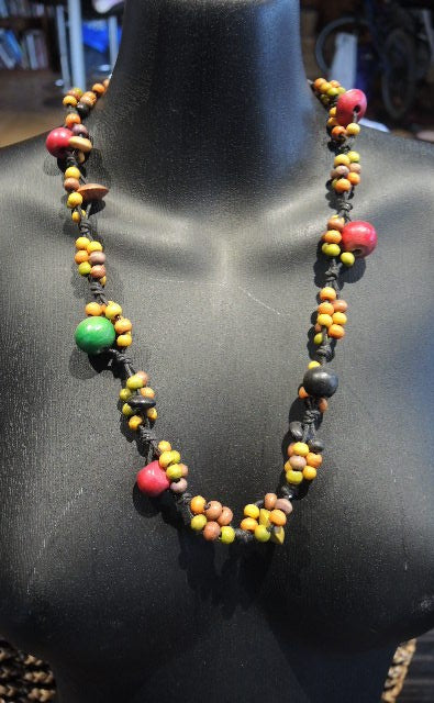 Twisted Wooden Bead Necklace