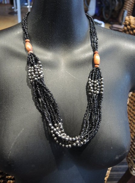 Black and Silver Bead Necklace