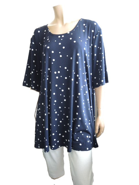 Shelz Navy and White Spot Swing Top