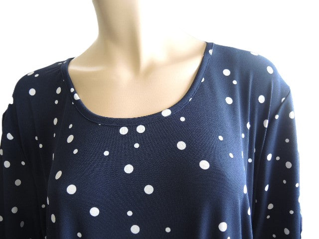 Shelz Navy and White Spot Swing Top