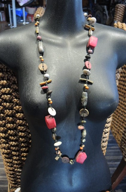 Multicoloured Wooden Bead Necklace