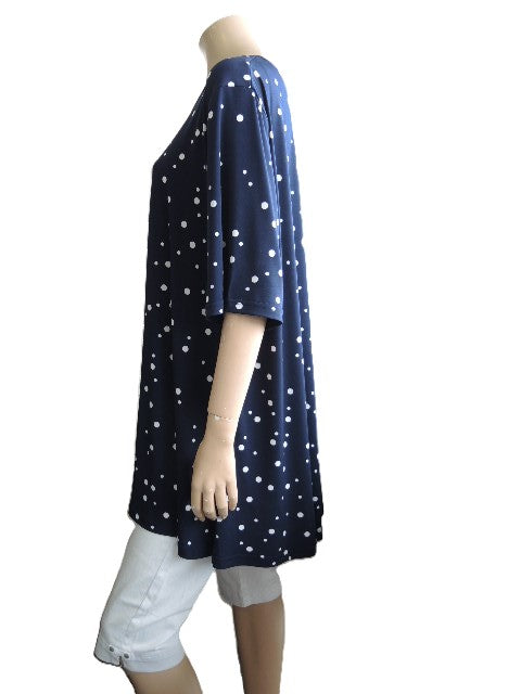 Shelz Navy and White Spot Swing Top