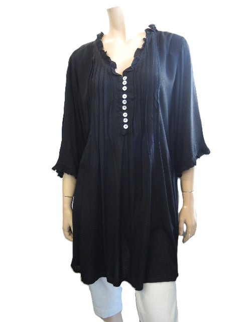 Plusss Plain Pintuck Top (Green, Black or Cobalt)