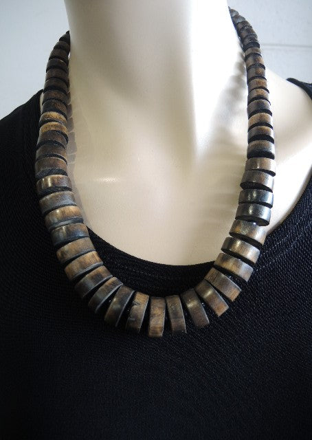 Polished Wooden Bead Necklace