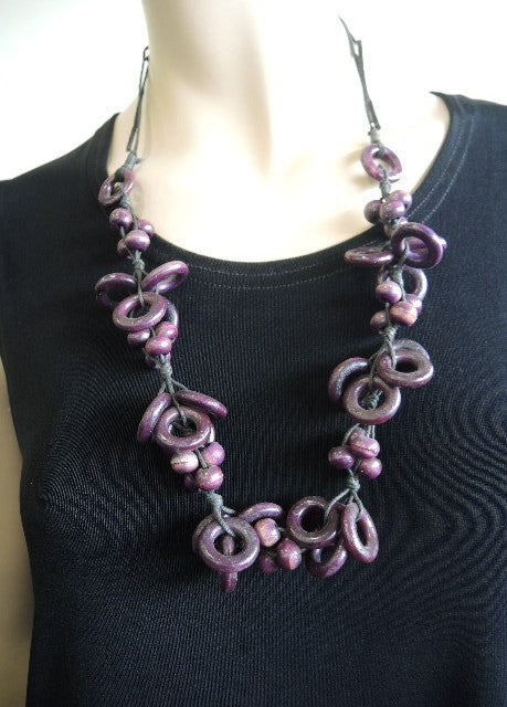 Purple Wooden Necklace