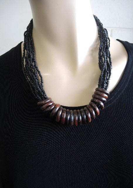 Smart Bead and Wood Necklace