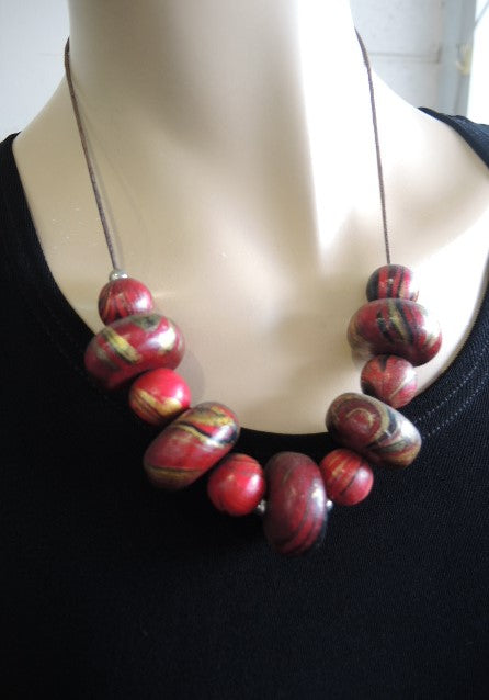 Red and Gold Bead Necklace