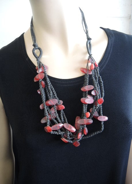 Multistrand Red Necklace