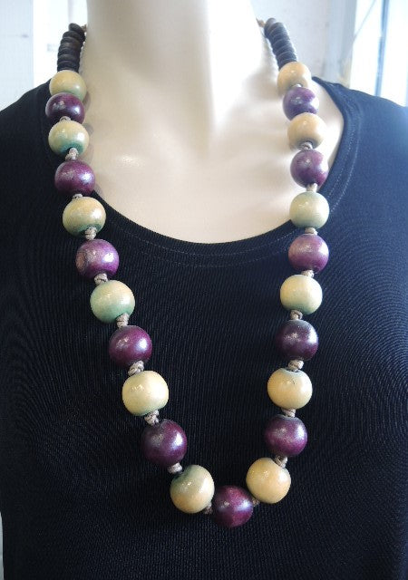 Purple and Green Bead Necklace