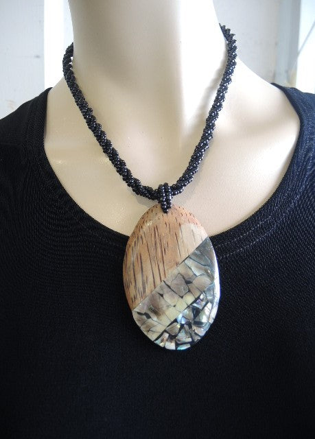 Wooden and Shell Pendant