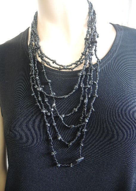 Black  Multistrand Necklace