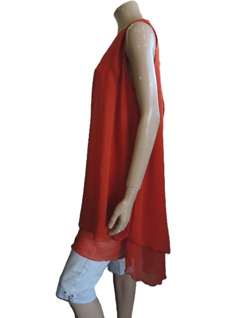 LS Collection Orange Chiffon Cami Top