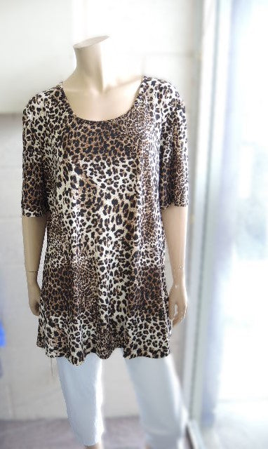 Shelz Animal Print Stretch Top