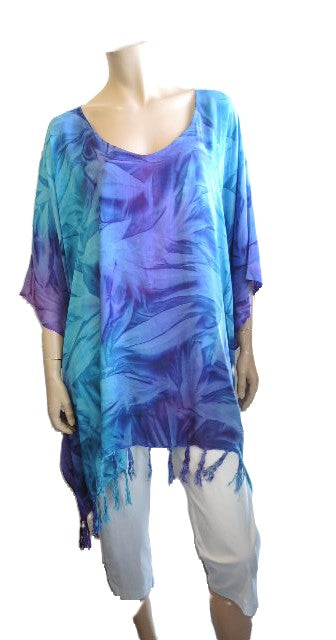 Plusss Aqua & Purple Kaftan Top (Up to size 28)