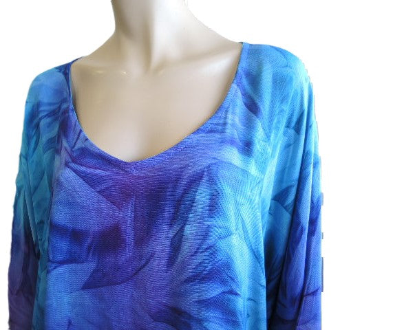 Plusss Aqua & Purple Kaftan Top (Up to size 28)