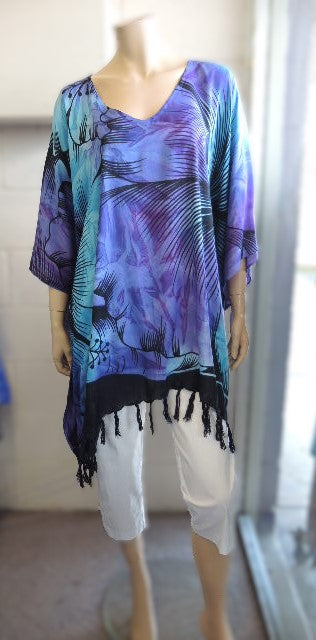 Plusss Aqua and Purple Kaftan Top (fits up to size 28)