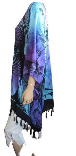 Plusss Aqua and Purple Kaftan Top (fits up to size 28)