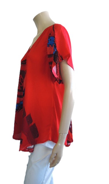 Red Crinkle Rayon Top