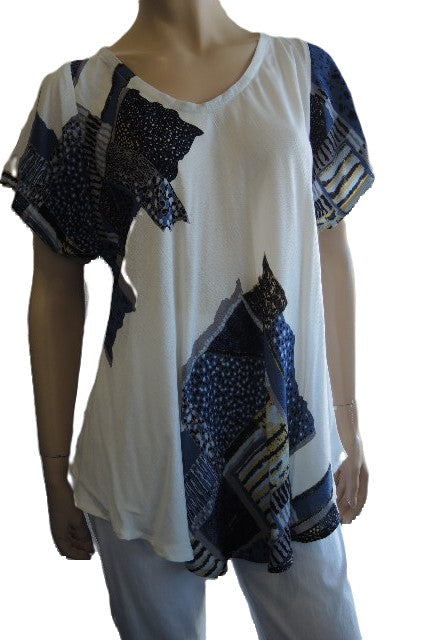 White Patterned Crinkle Rayon Top