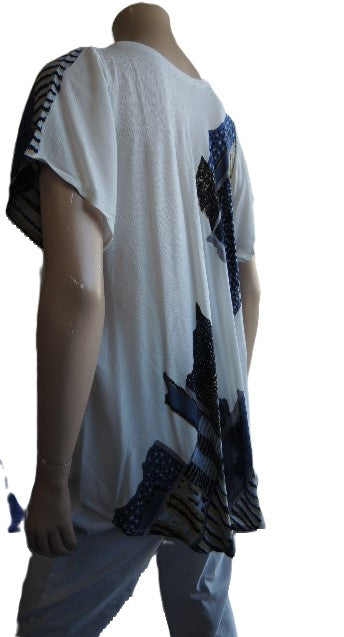 White Patterned Crinkle Rayon Top