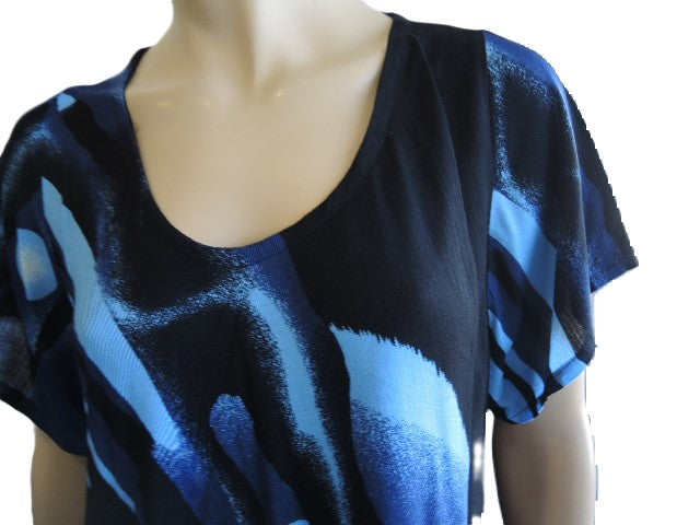 Black & Blue Crinkle Rayon Top