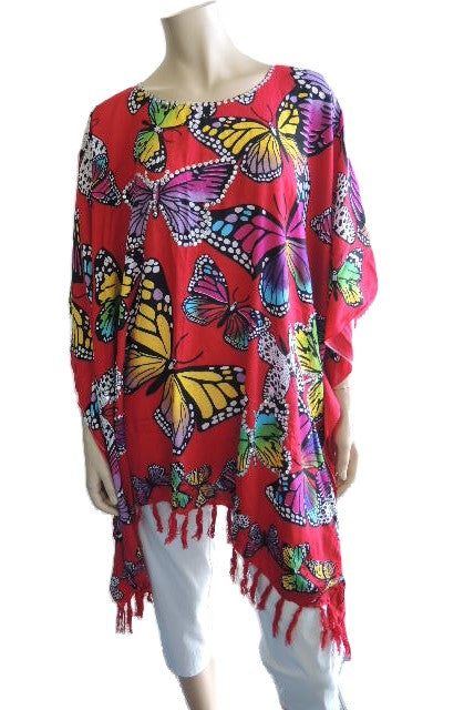 Red Butterfly Kaftan Top