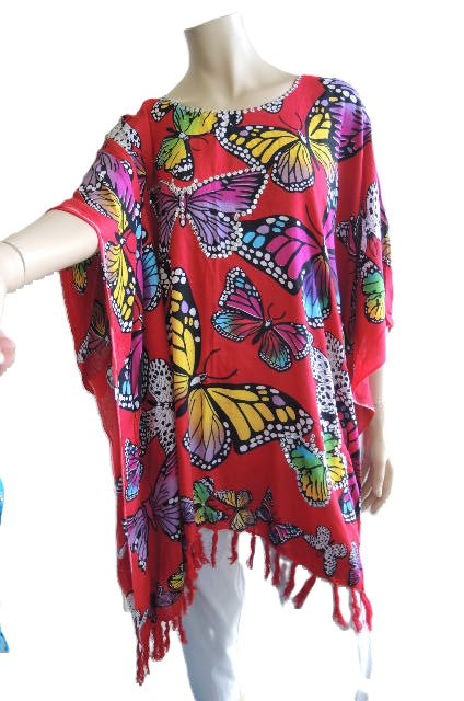 Red Butterfly Kaftan Top