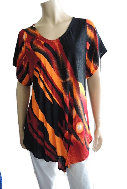 Orange Crinkle Rayon Top